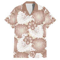 Mocha Mousse Aloha Hawaii Family Matching Short Sleeve Bodycon Dress and Hawaiian Shirt Monstera Hibiscus Plumeria Seamless Vibes LT14 Dad's Shirt - Short Sleeve Mocha Mousse - Polynesian Pride