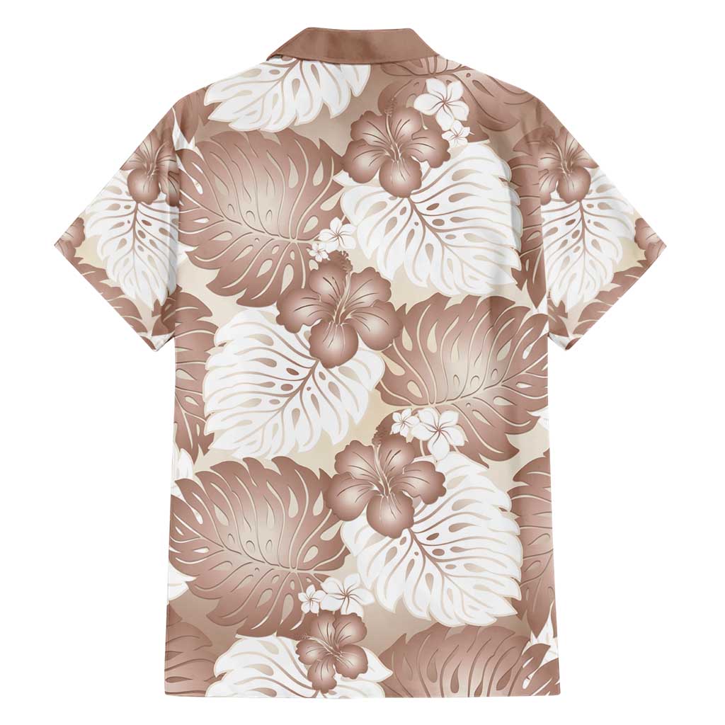 Mocha Mousse Aloha Hawaii Family Matching Short Sleeve Bodycon Dress and Hawaiian Shirt Monstera Hibiscus Plumeria Seamless Vibes LT14 - Polynesian Pride