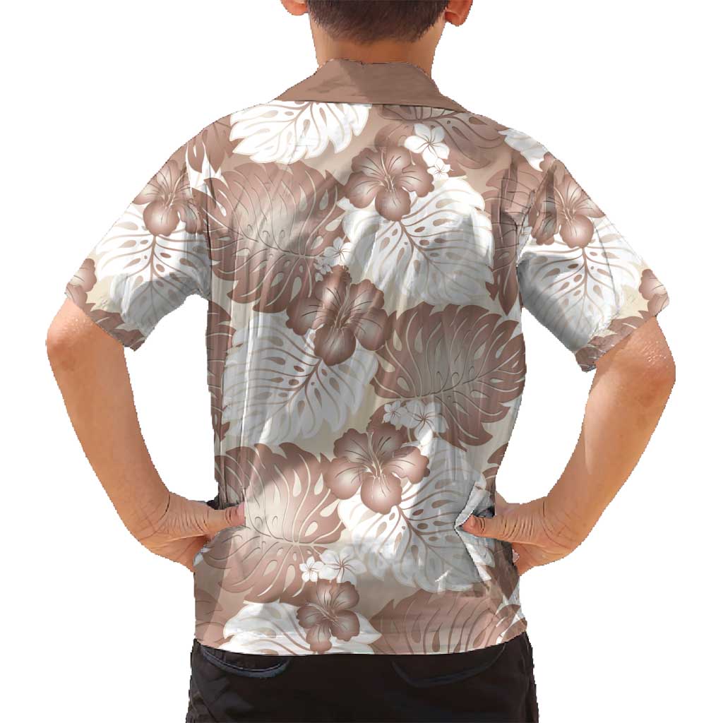 Mocha Mousse Aloha Hawaii Family Matching Summer Maxi Dress and Hawaiian Shirt Monstera Hibiscus Plumeria Seamless Vibes LT14 - Polynesian Pride