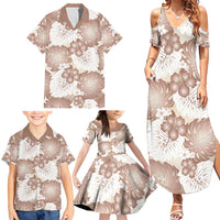 Mocha Mousse Aloha Hawaii Family Matching Summer Maxi Dress and Hawaiian Shirt Monstera Hibiscus Plumeria Seamless Vibes LT14 - Polynesian Pride
