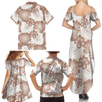 Mocha Mousse Aloha Hawaii Family Matching Summer Maxi Dress and Hawaiian Shirt Monstera Hibiscus Plumeria Seamless Vibes LT14 - Polynesian Pride