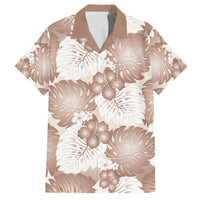 Mocha Mousse Aloha Hawaii Family Matching Tank Maxi Dress and Hawaiian Shirt Monstera Hibiscus Plumeria Seamless Vibes LT14 Dad's Shirt - Short Sleeve Mocha Mousse - Polynesian Pride