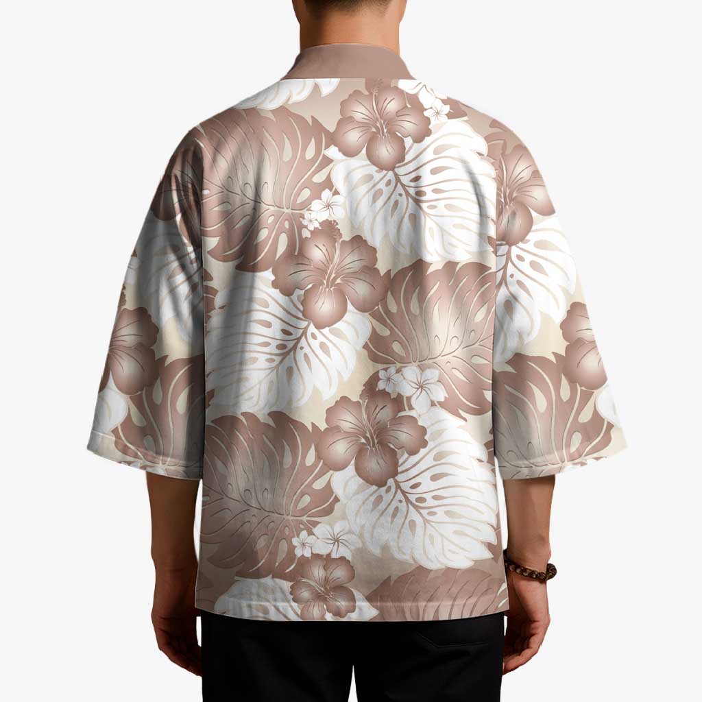 Mocha Mousse Aloha Hawaii Kimono Monstera Hibiscus Plumeria Seamless Vibes - Polynesian Pride
