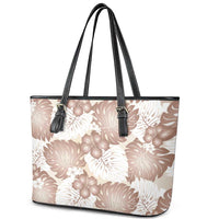 Mocha Mousse Aloha Hawaii Leather Tote Bag Monstera Hibiscus Plumeria Seamless Vibes LT14 - Polynesian Pride