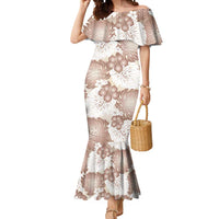 Mocha Mousse Aloha Hawaii Mermaid Dress Monstera Hibiscus Plumeria Seamless Vibes - Polynesian Pride