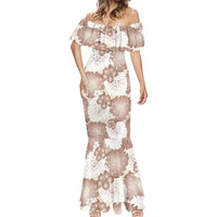 Mocha Mousse Aloha Hawaii Mermaid Dress Monstera Hibiscus Plumeria Seamless Vibes - Polynesian Pride
