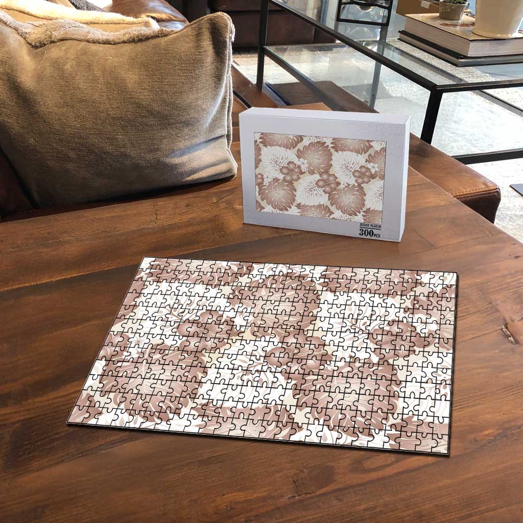 Mocha Mousse Aloha Hawaii Puzzle Monstera Hibiscus Plumeria Seamless Vibes - Polynesian Pride
