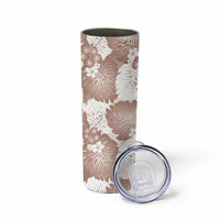 Mocha Mousse Aloha Hawaii Skinny Tumbler Monstera Hibiscus Plumeria Seamless Vibes - Polynesian Pride