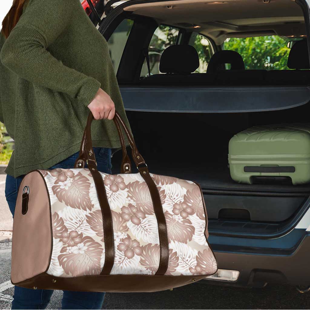 Mocha Mousse Aloha Hawaii Travel Bag Monstera Hibiscus Plumeria Seamless Vibes - Polynesian Pride
