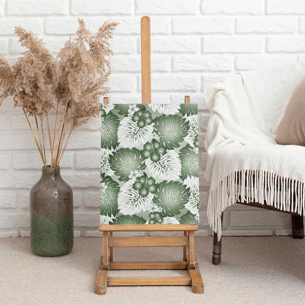 Sage Green Aloha Hawaii Canvas Wall Art Monstera Hibiscus Plumeria Seamless Vibes - Polynesian Pride