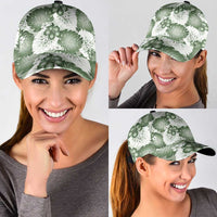 Sage Green Aloha Hawaii Classic Cap Monstera Hibiscus Plumeria Seamless Vibes - Polynesian Pride