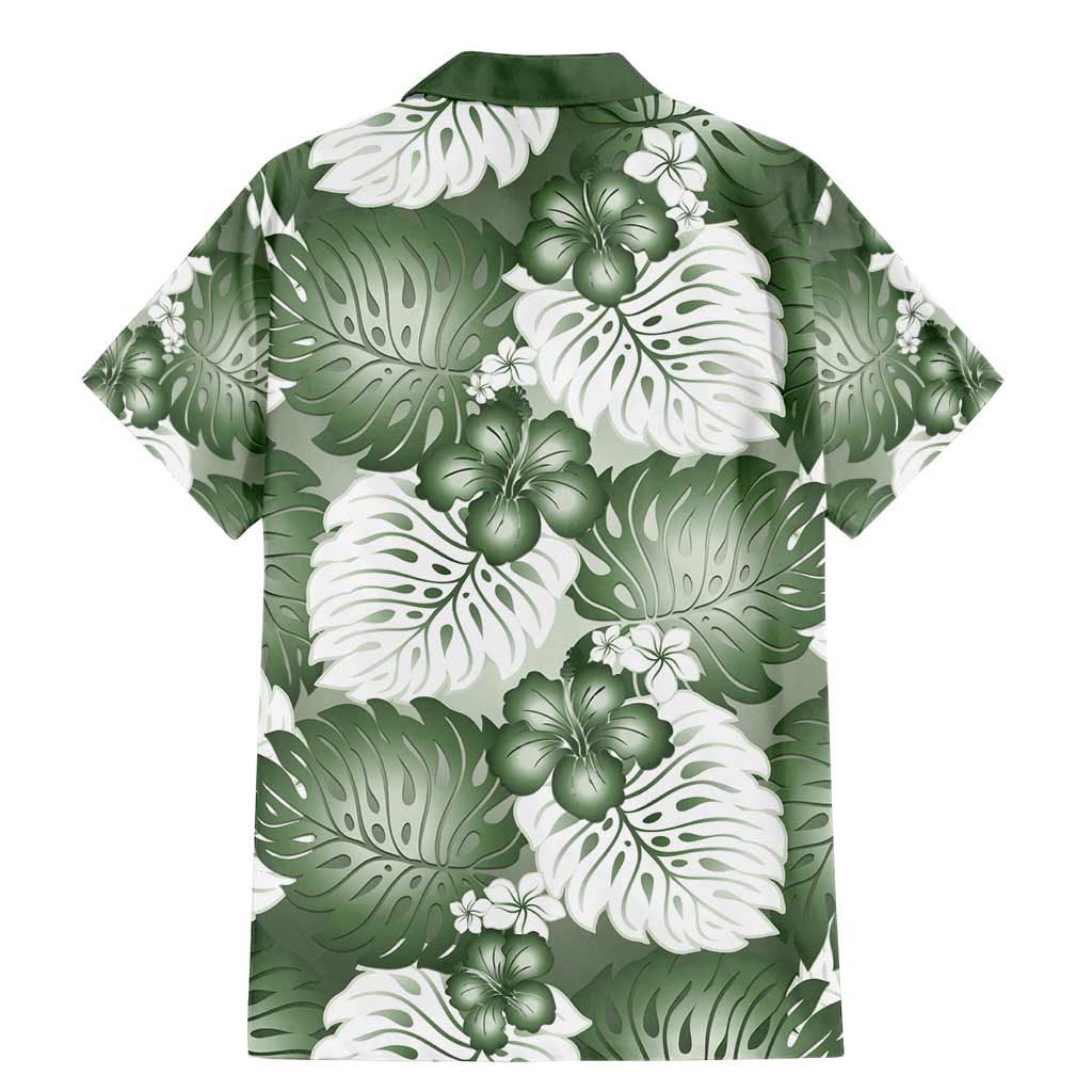 Sage Green Aloha Hawaii Family Matching Mermaid Dress and Hawaiian Shirt Monstera Hibiscus Plumeria Seamless Vibes LT14 - Polynesian Pride