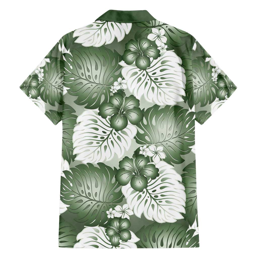 Sage Green Aloha Hawaii Family Matching Summer Maxi Dress and Hawaiian Shirt Monstera Hibiscus Plumeria Seamless Vibes LT14 - Polynesian Pride