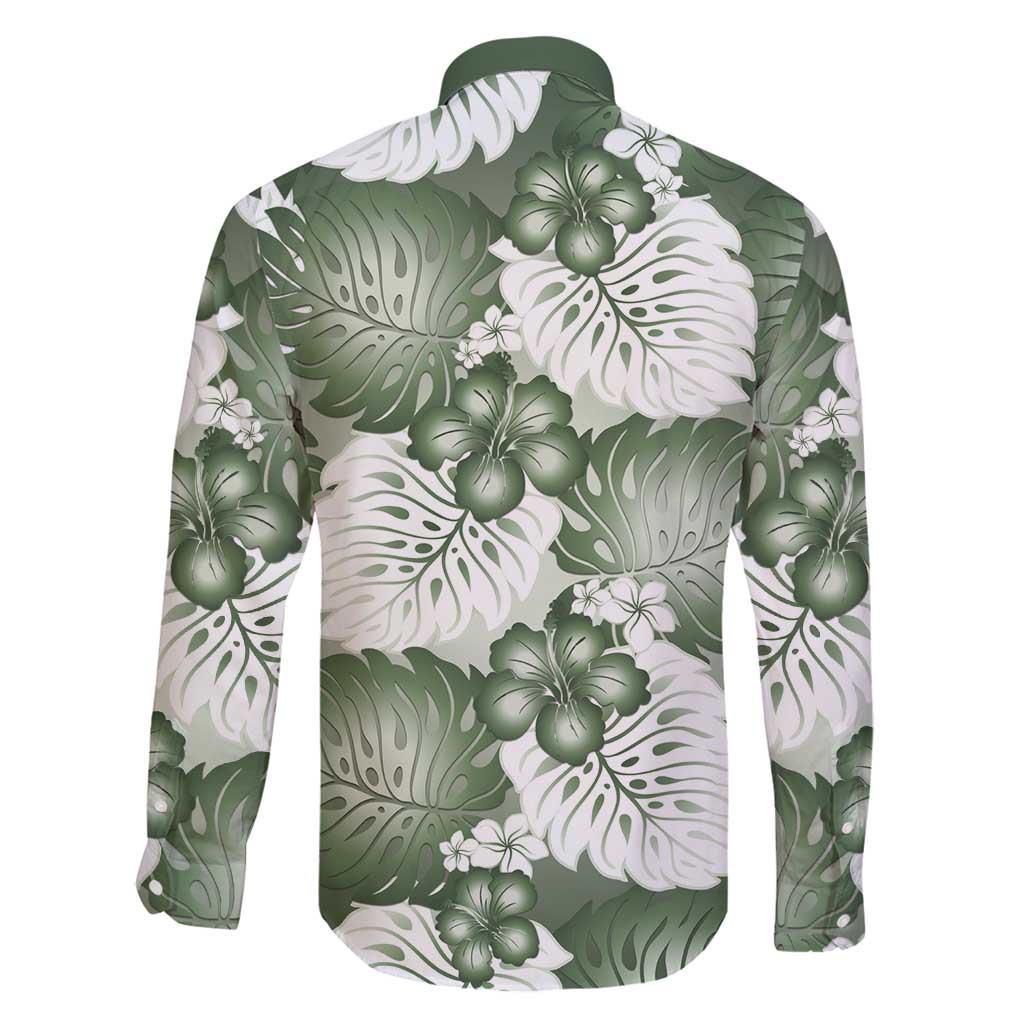 Sage Green Aloha Hawaii Family Matching Summer Maxi Dress and Hawaiian Shirt Monstera Hibiscus Plumeria Seamless Vibes LT14 - Polynesian Pride