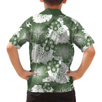 Sage Green Aloha Hawaii Family Matching Tank Maxi Dress and Hawaiian Shirt Monstera Hibiscus Plumeria Seamless Vibes LT14 - Polynesian Pride