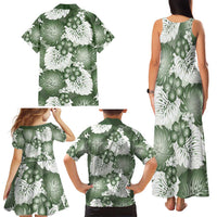 Sage Green Aloha Hawaii Family Matching Tank Maxi Dress and Hawaiian Shirt Monstera Hibiscus Plumeria Seamless Vibes LT14 - Polynesian Pride