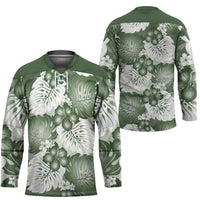 Sage Green Aloha Hawaii Hockey Jersey Monstera Hibiscus Plumeria Seamless Vibes - Polynesian Pride