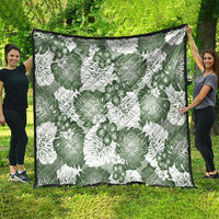 Sage Green Aloha Hawaii Quilt Monstera Hibiscus Plumeria Seamless Vibes - Polynesian Pride