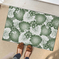 Sage Green Aloha Hawaii Rubber Doormat Monstera Hibiscus Plumeria Seamless Vibes - Polynesian Pride