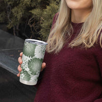 Sage Green Aloha Hawaii Tumbler Cup Monstera Hibiscus Plumeria Seamless Vibes - Polynesian Pride