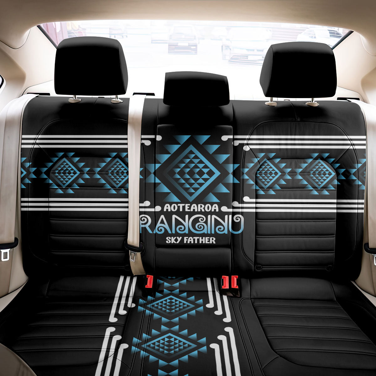 Aotearoa Atua Ranginui Back Car Seat Cover Maori Sky Father Taniko Motifs LT14 - Polynesian Pride
