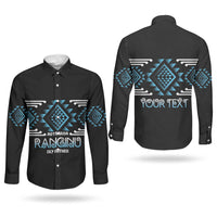 Aotearoa Atua Ranginui Personalised Couples Matching Off Shoulder Maxi Dress and Long Sleeve Button Shirt Maori Sky Father Taniko Motifs LT14 - Polynesian Pride
