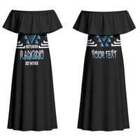Aotearoa Atua Ranginui Personalised Couples Matching Off Shoulder Maxi Dress and Long Sleeve Button Shirt Maori Sky Father Taniko Motifs LT14 - Polynesian Pride