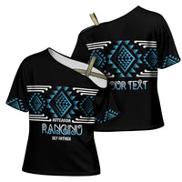 Aotearoa Atua Ranginui Personalised Cross Shoulder Shirt Maori Sky Father Taniko Motifs LT14 - Polynesian Pride