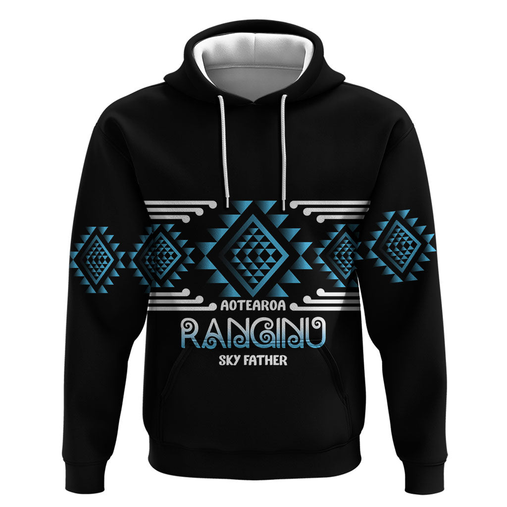 Aotearoa Atua Ranginui Personalised Hoodie Maori Sky Father Taniko Motifs LT14 Pullover Hoodie Blue - Polynesian Pride