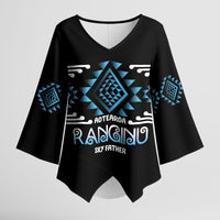 Aotearoa Atua Ranginui Personalised Kimono Sleeve Blouse Maori Sky Father Taniko Motifs LT14 Female Blue - Polynesian Pride