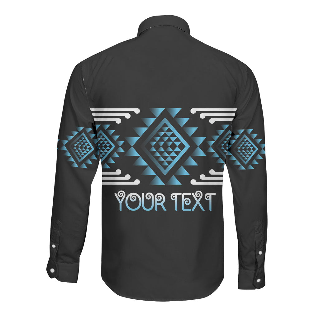 Aotearoa Atua Ranginui Personalised Long Sleeve Button Shirt Maori Sky Father Taniko Motifs LT14 - Polynesian Pride