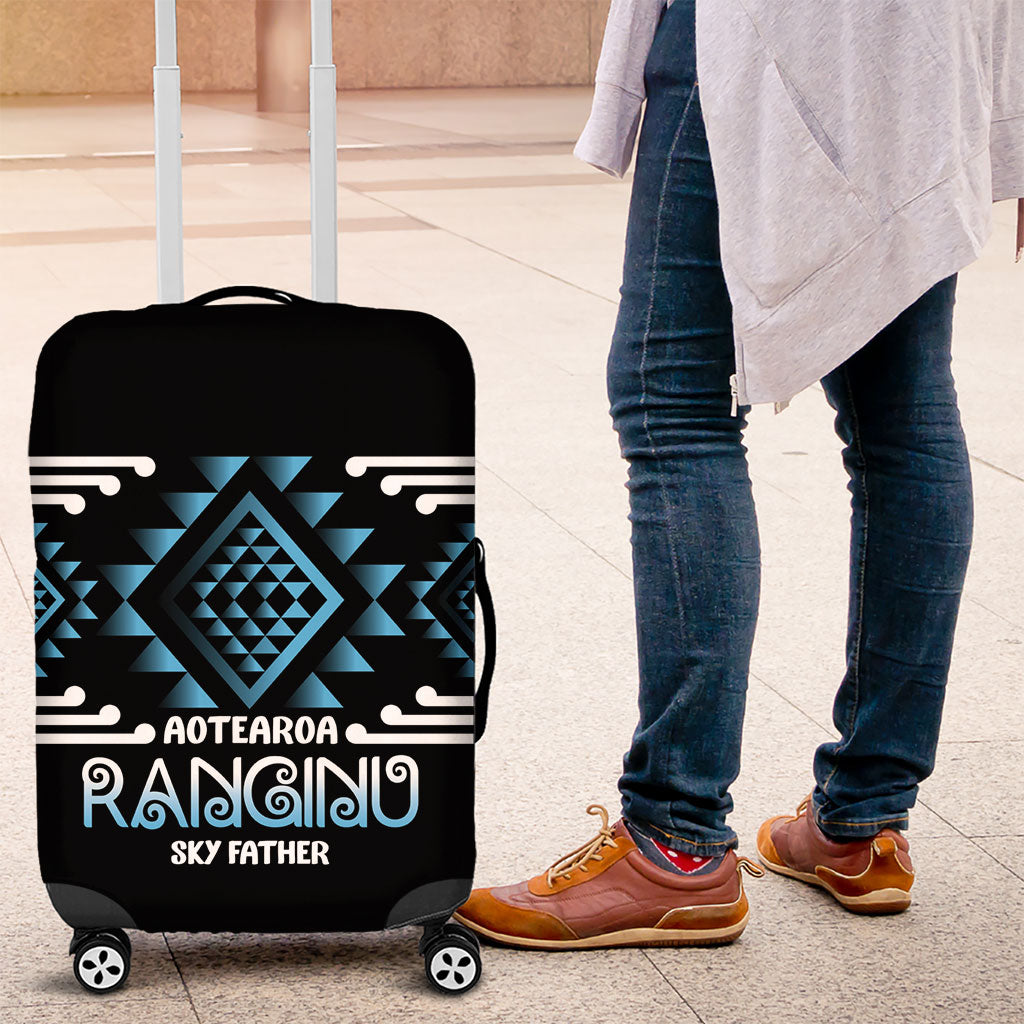 Aotearoa Atua Ranginui Luggage Cover Maori Sky Father Taniko Motifs LT14 Blue - Polynesian Pride