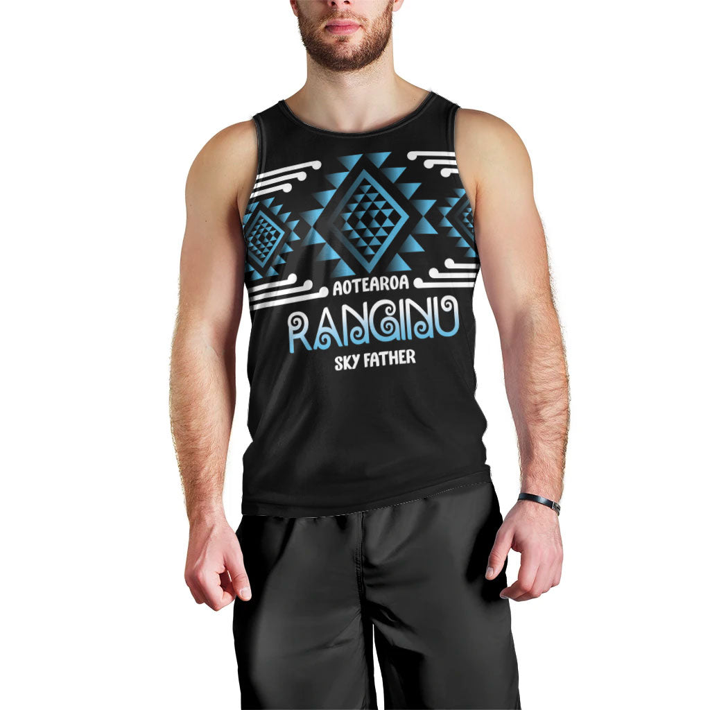 Aotearoa Atua Ranginui Personalised Men Tank Top Maori Sky Father Taniko Motifs LT14 - Polynesian Pride