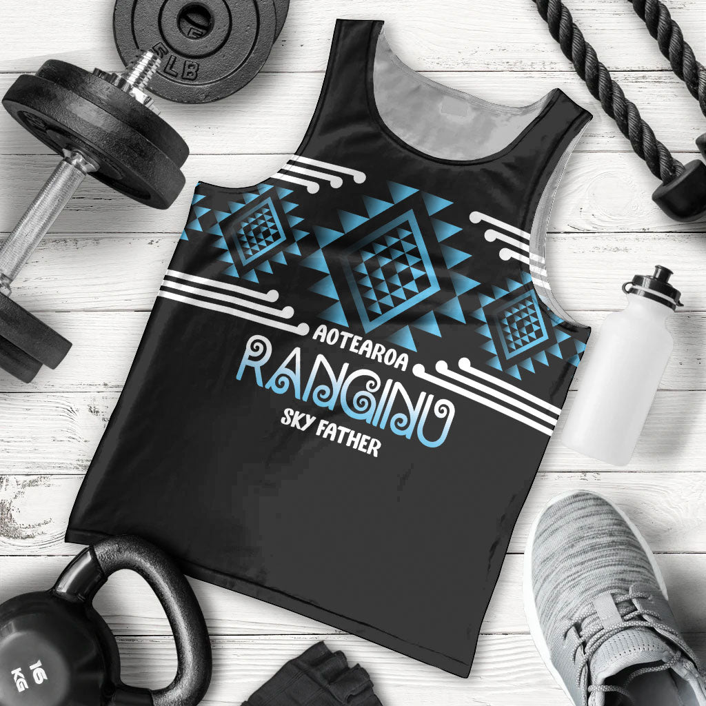 Aotearoa Atua Ranginui Personalised Men Tank Top Maori Sky Father Taniko Motifs LT14 - Polynesian Pride