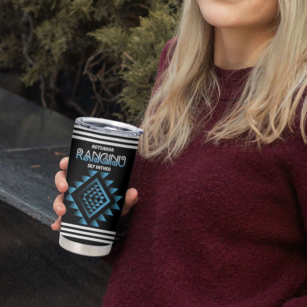Aotearoa Atua Ranginui Personalised Tumbler Cup Maori Sky Father Taniko Motifs LT14 - Polynesian Pride