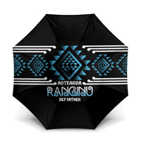 Aotearoa Atua Ranginui Umbrella Maori Sky Father Taniko Motifs LT14 One Size Folded 11.42 inch Opened Diameter 37.4 inch Blue - Polynesian Pride
