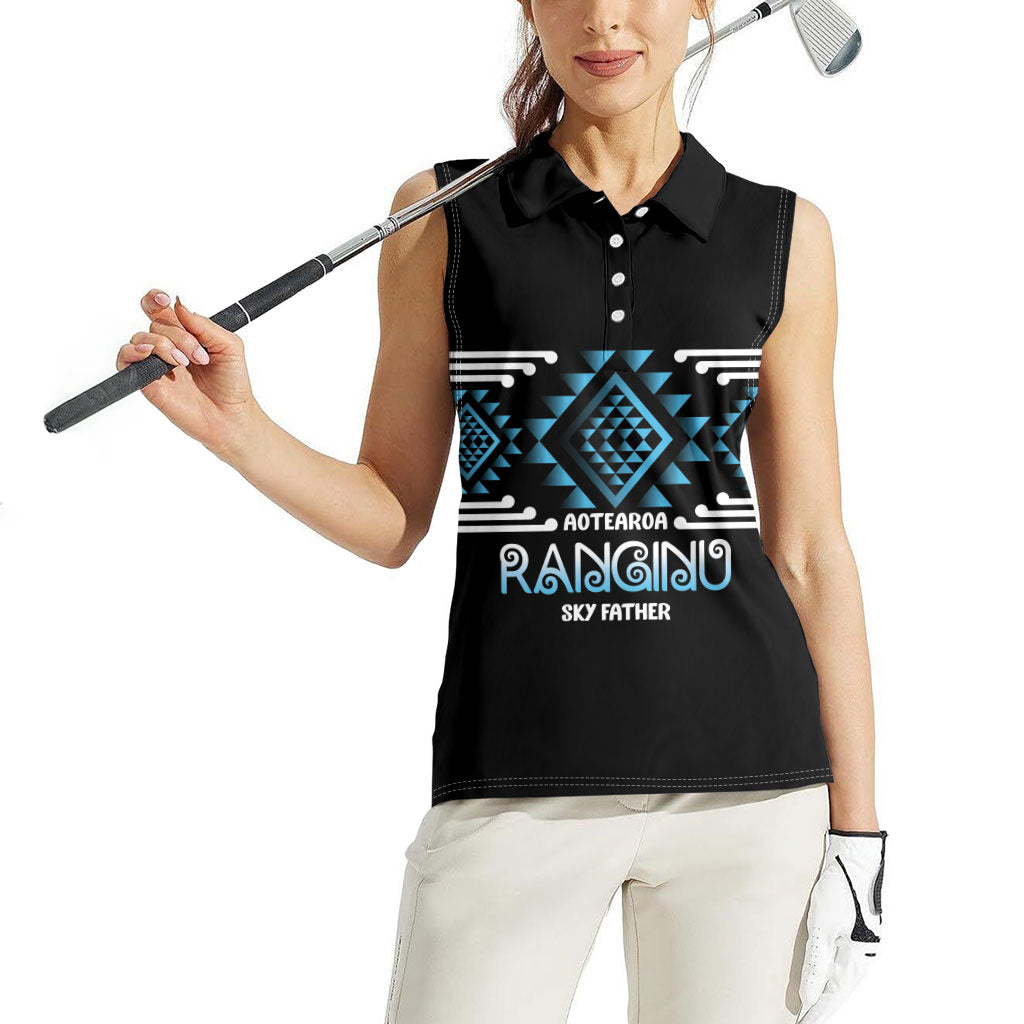Aotearoa Atua Ranginui Personalised Women Sleeveless Polo Shirt Maori Sky Father Taniko Motifs LT14 - Polynesian Pride