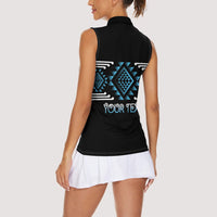 Aotearoa Atua Ranginui Personalised Women Sleeveless Polo Shirt Maori Sky Father Taniko Motifs LT14 - Polynesian Pride