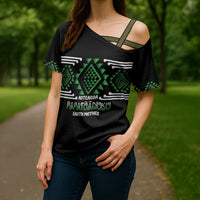 Aotearoa Atua Papatuanuku Personalised Cross Shoulder Shirt Maori Earth Mother Taniko Motifs LT14 - Polynesian Pride