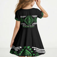 Aotearoa Atua Papatuanuku Personalised Kid Short Sleeve Dress Maori Earth Mother Taniko Motifs LT14 - Polynesian Pride