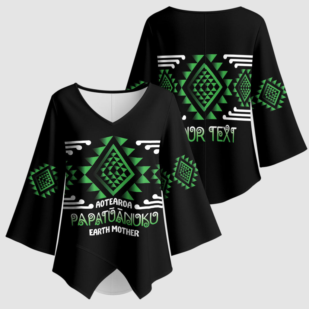 Aotearoa Atua Papatuanuku Personalised Kimono Sleeve Blouse Maori Earth Mother Taniko Motifs LT14 - Polynesian Pride