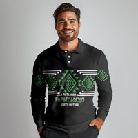 Aotearoa Atua Papatuanuku Personalised Long Sleeve Polo Shirt Maori Earth Mother Taniko Motifs LT14 - Polynesian Pride