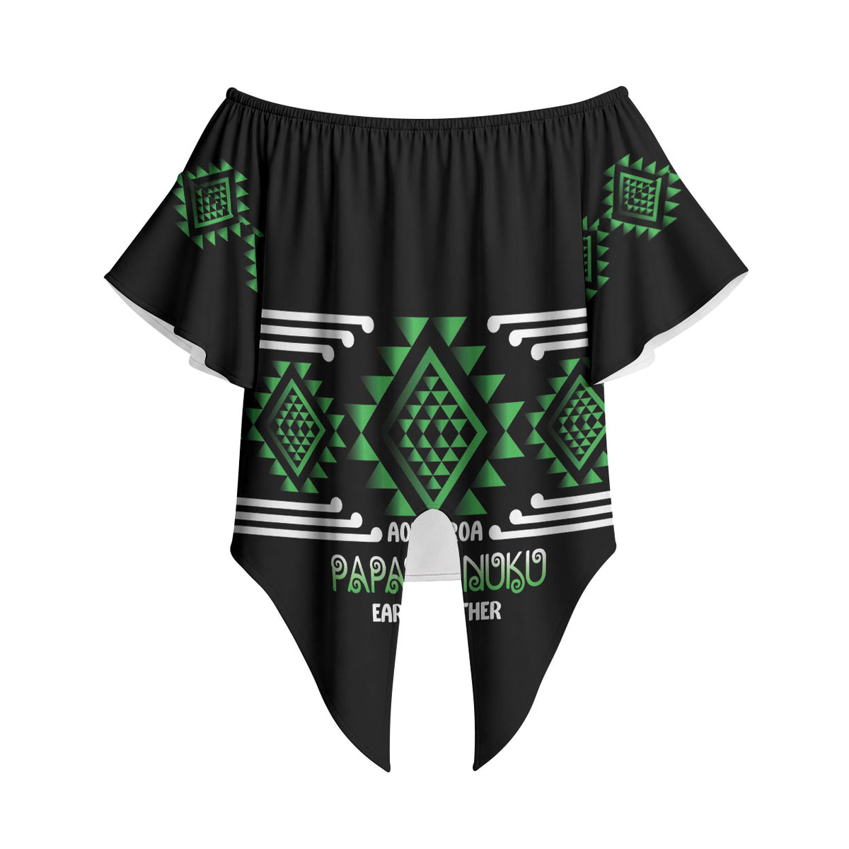 Aotearoa Atua Papatuanuku Personalised Off Shoulder Wrap Waist Top Maori Earth Mother Taniko Motifs LT14 - Polynesian Pride