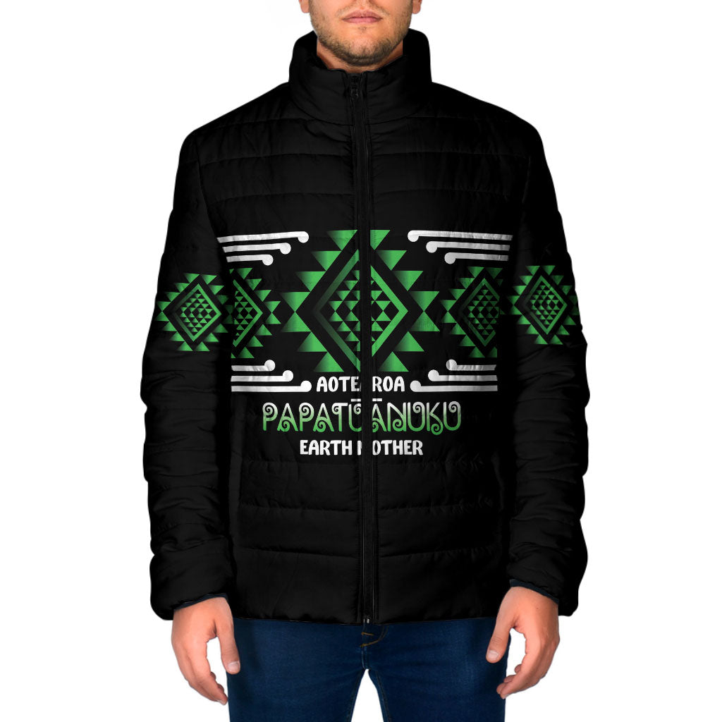 Aotearoa Atua Papatuanuku Personalised Padded Jacket Maori Earth Mother Taniko Motifs