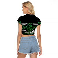 Aotearoa Atua Papatuanuku Personalised Raglan Cropped T Shirt Maori Earth Mother Taniko Motifs LT14 - Polynesian Pride