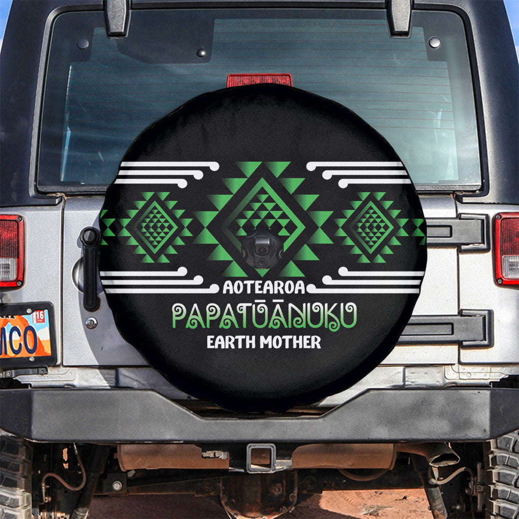 Aotearoa Atua Papatuanuku Spare Tire Cover Maori Earth Mother Taniko Motifs LT14 Green - Polynesian Pride
