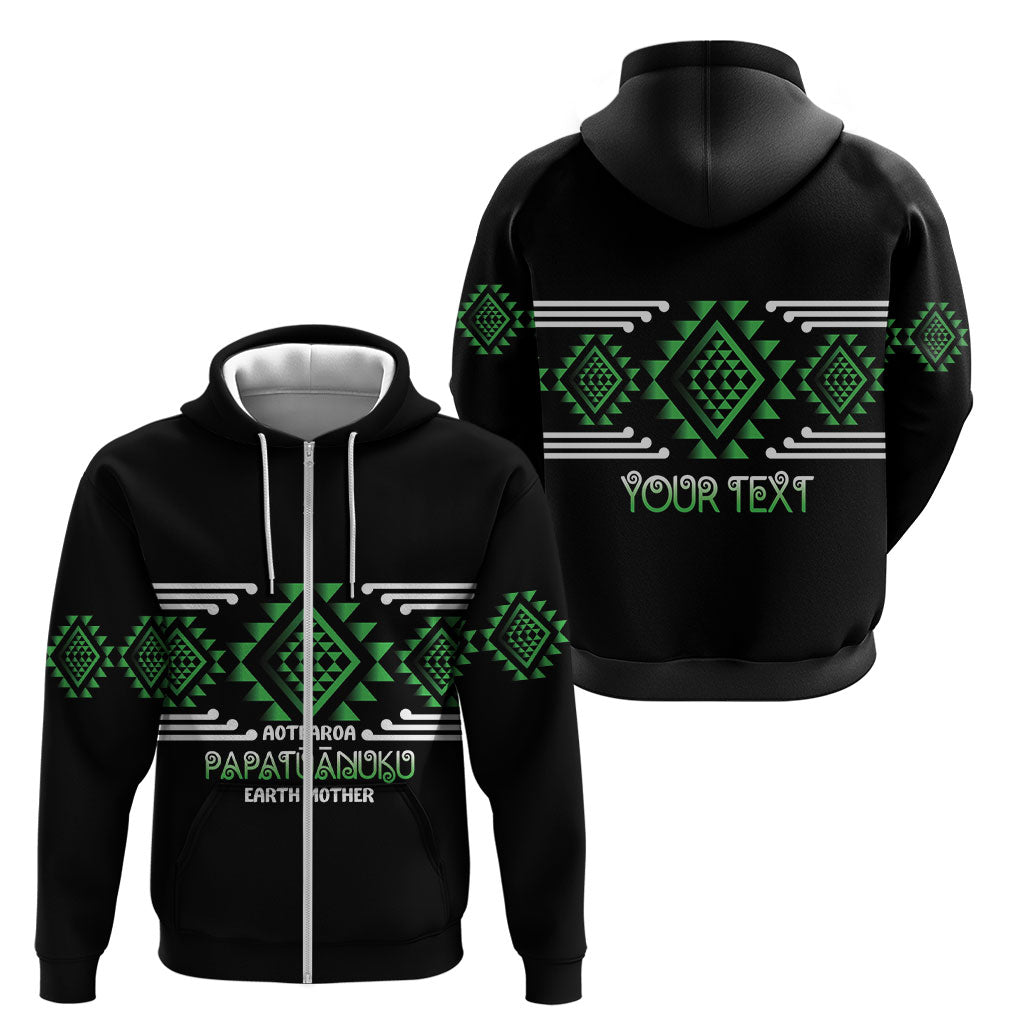 Aotearoa Atua Papatuanuku Personalised Zip Hoodie Maori Earth Mother Taniko Motifs LT14 - Polynesian Pride