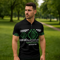 Aotearoa Atua Papatuanuku Personalised Zipper Polo Shirt Maori Earth Mother Taniko Motifs LT14 - Polynesian Pride