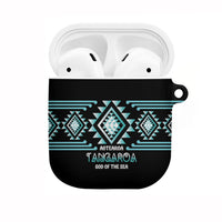 Aotearoa Atua Tangaroa AirPods Case Maori God Of The Sea Taniko Motifs LT14 Turquoise - Polynesian Pride
