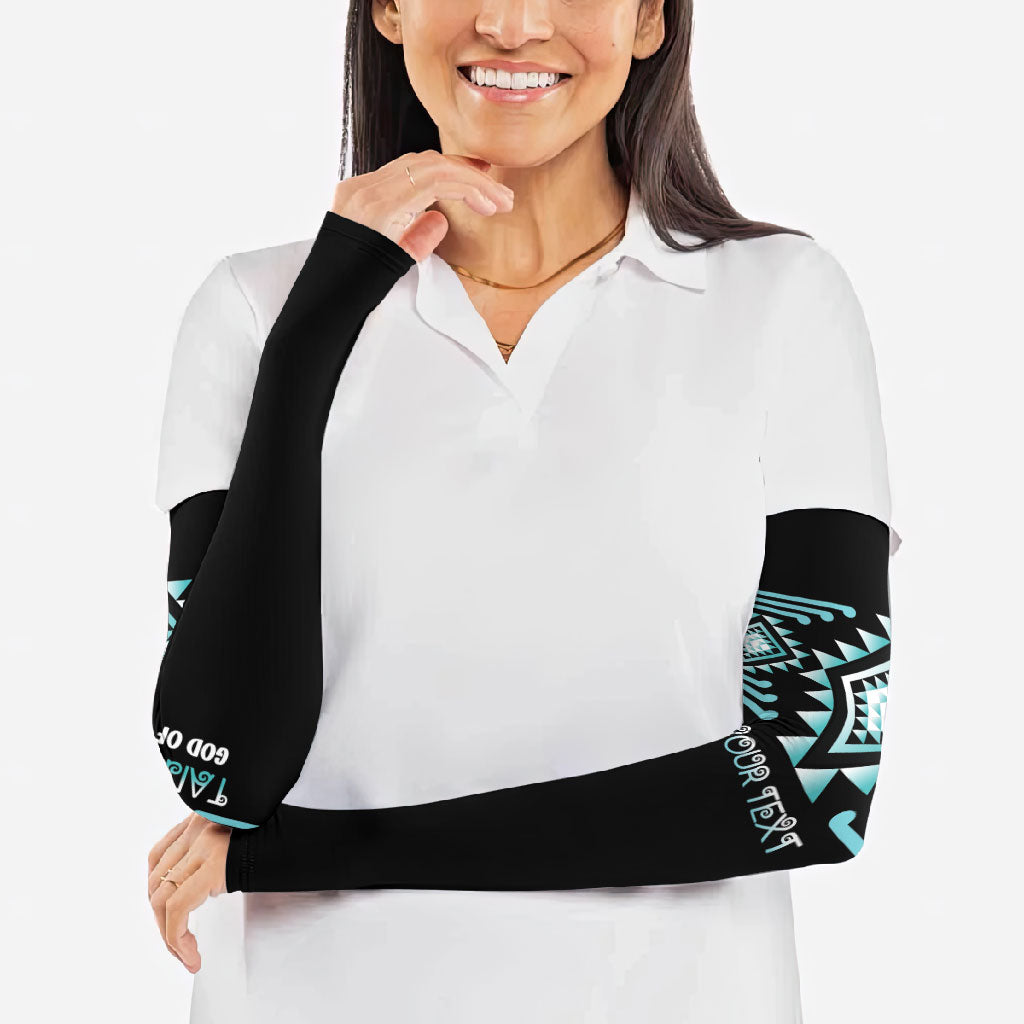 Aotearoa Atua Tangaroa Personalised Arm Sleeves Maori God Of The Sea Taniko Motifs LT14 - Polynesian Pride